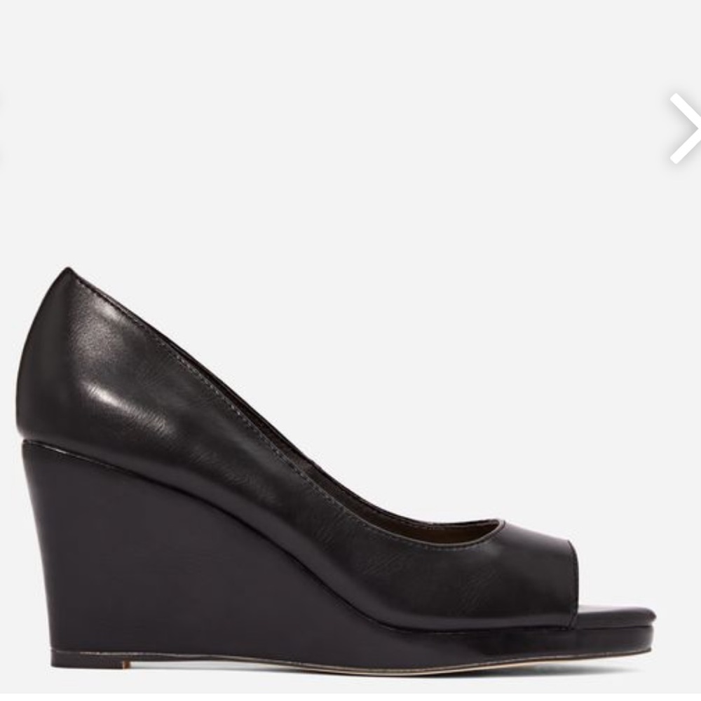 Black JustFab Nettie Peeptoe formal wedges